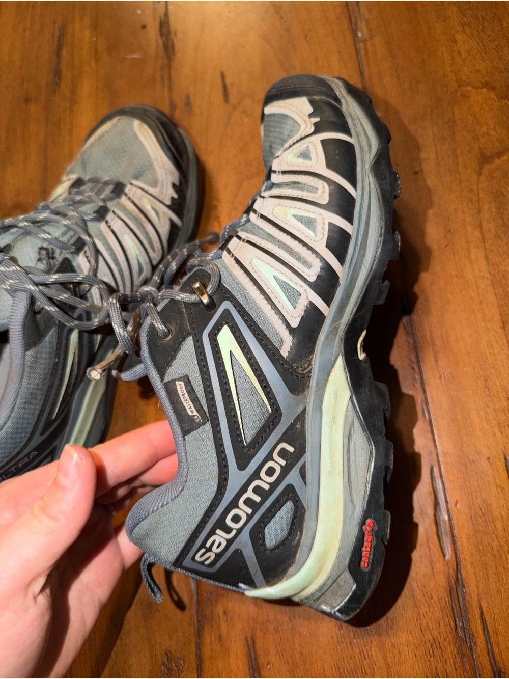 Salomon Women's Trail Runners — Gray with Light Blue Accents